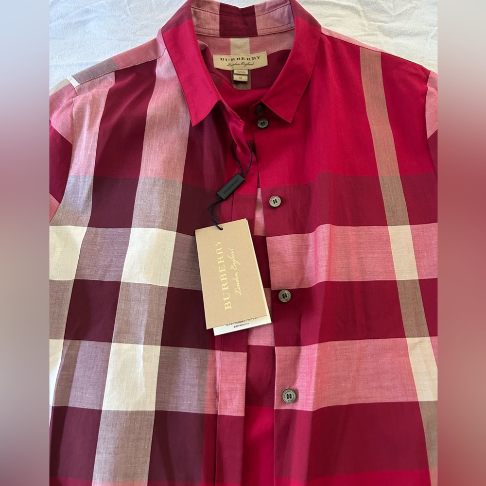 Burberry Check Cotton Shirt Size: M PEONY ROSE - Picture 3 of 8